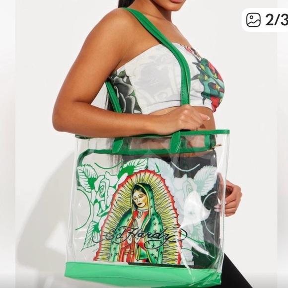 Ed Hardy Virgin de Guadalupe Clear Tote Bag NWT - Picture 2 of 4